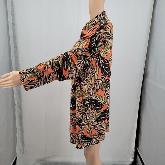 Norma Kamali Vibrant Tropical Leaf Print Tunic Blouse Women's Large 40 - Picture 7 of 13